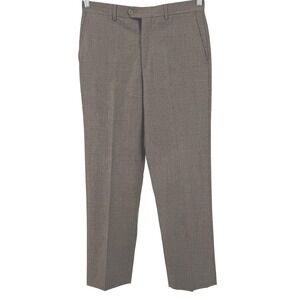Zignone Biella-Italy trousers Mens 32 Brown 100 Virgin Wool Italy Flat Front Lux
